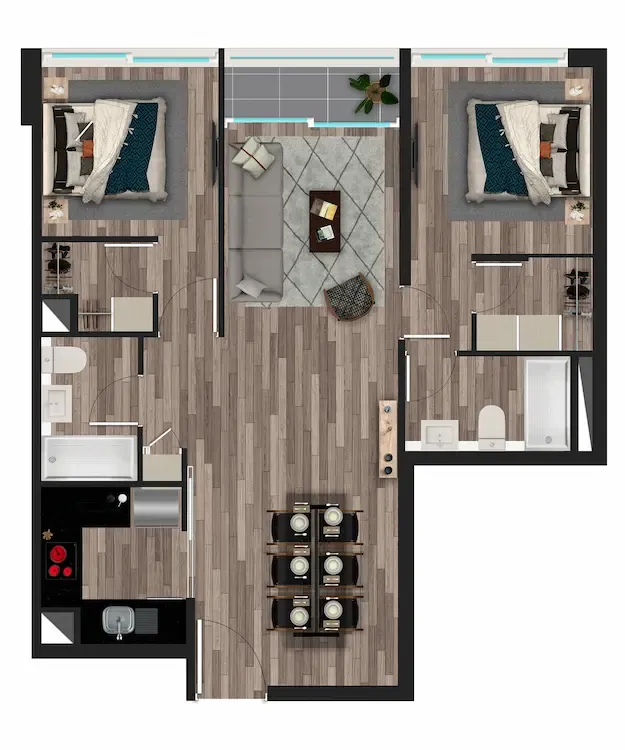 Modelo K · 64,37 m²